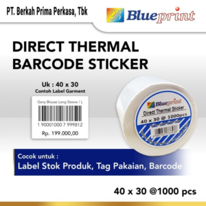 Direct Thermal Sticker 40 x 30 BLUEPRINT Label Stiker 40x30 mm 1 Roll