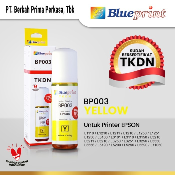 Tinta Epson 003 BLUEPRINT TKDN For Printer Epson 72ml - 1 Set 4 Warna (CMYK) - Gambar 5