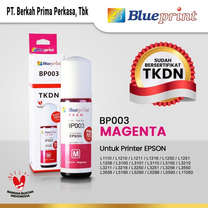 Tinta Epson 003 BLUEPRINT TKDN For Printer Epson 72ml - 1 Set 4 Warna (CMYK) - Gambar 4