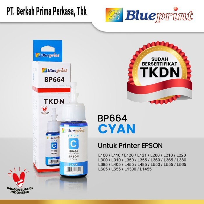 Tinta Epson 664 BLUEPRINT TKDN For Printer Epson 70ml - 1 Set 4 Warna (CMYK) - Gambar 3