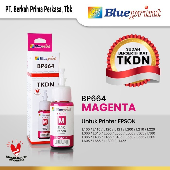 Tinta Epson 664 BLUEPRINT TKDN For Printer Epson 70ml - 1 Set 4 Warna (CMYK) - Gambar 4