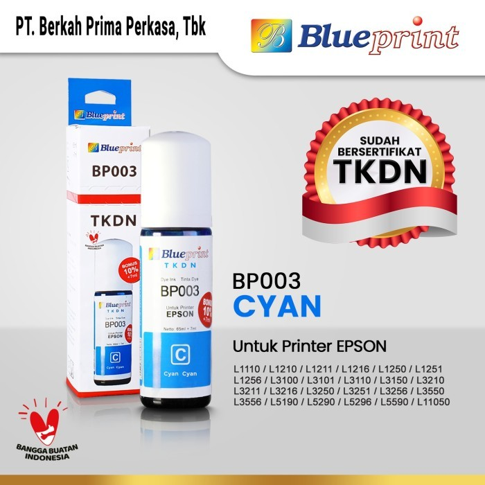 Tinta Epson 003 BLUEPRINT TKDN For Printer Epson 72ml - 1 Set 4 Warna (CMYK) - Gambar 3