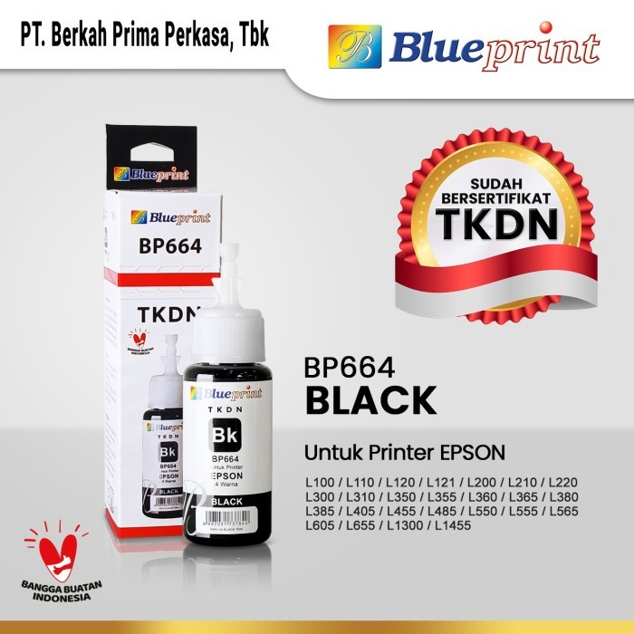 Tinta Epson 664 BLUEPRINT TKDN For Printer Epson 70ml - 1 Set 4 Warna (CMYK) - Gambar 2