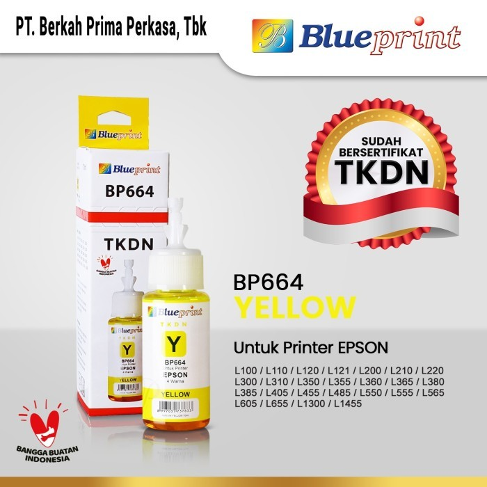 Tinta Epson 664 BLUEPRINT TKDN For Printer Epson 70ml - 1 Set 4 Warna (CMYK) - Gambar 5