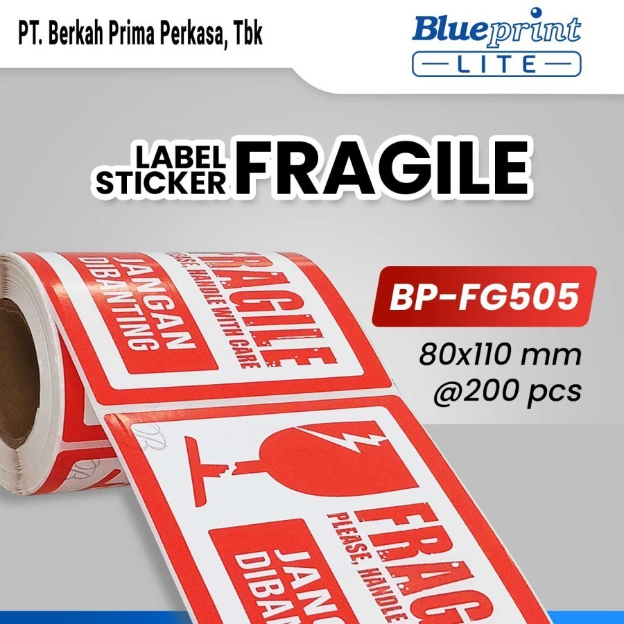 Label Sticker Unboxing Fragile BLUEPRINT 70x50 mm - Gambar 3