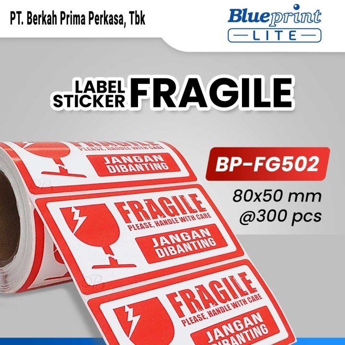 Label Sticker Unboxing Fragile BLUEPRINT 70x50 mm - Gambar 4