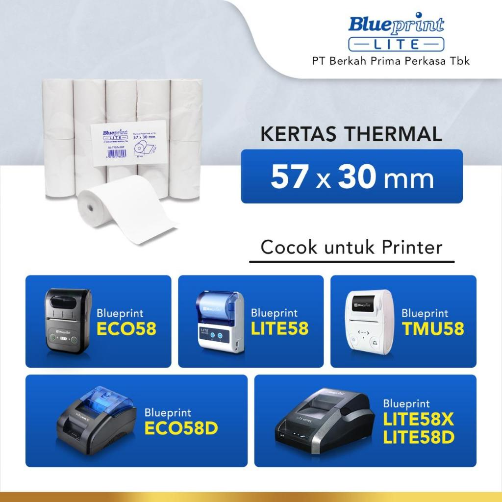 Kertas Thermal / Kertas Struk / Kertas Kasir BLUEPRINT LITE 57x30 mm - 1 Roll - Gambar 2