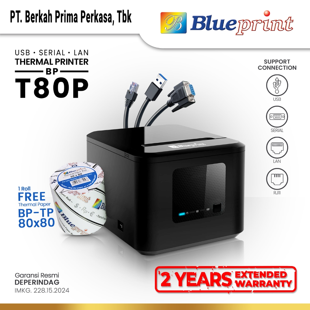 Printer Kasir Thermal Desktop 80mm BLUEPRINT T80P - USB+LAN+SERIAL