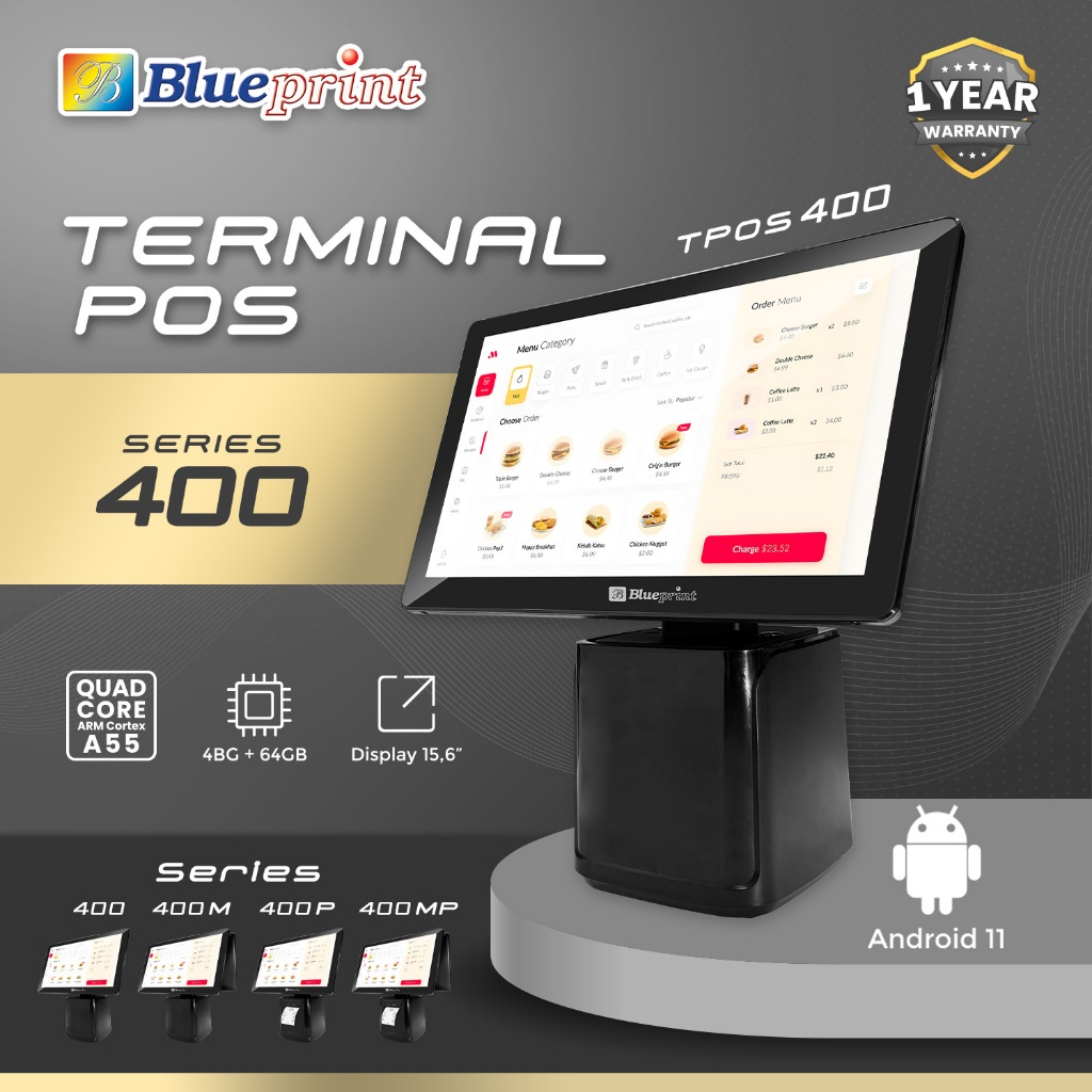 Mesin Kasir All in One / TPOS 400 BLUEPRINT - Android | Touch Screen 15.6" | 4GB/64GB