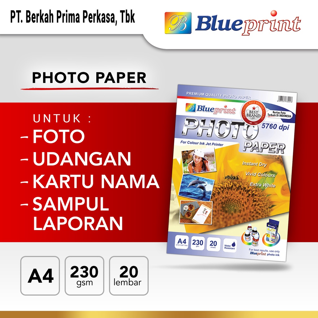 Kertas Foto A4 BLUEPRINT Glossy Photo Paper 230 Micron VARIAN - Gambar 2