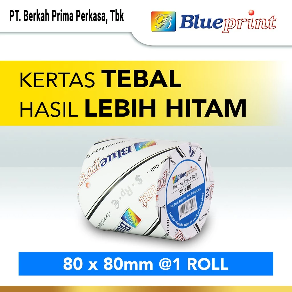 Kertas Thermal Kertas Struk Kasir BLUEPRINT 80x80 mm - 1 Roll