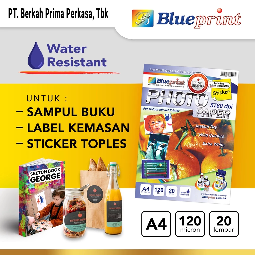 Kertas Stiker Glossy BLUEPRINT A4 120 gsm