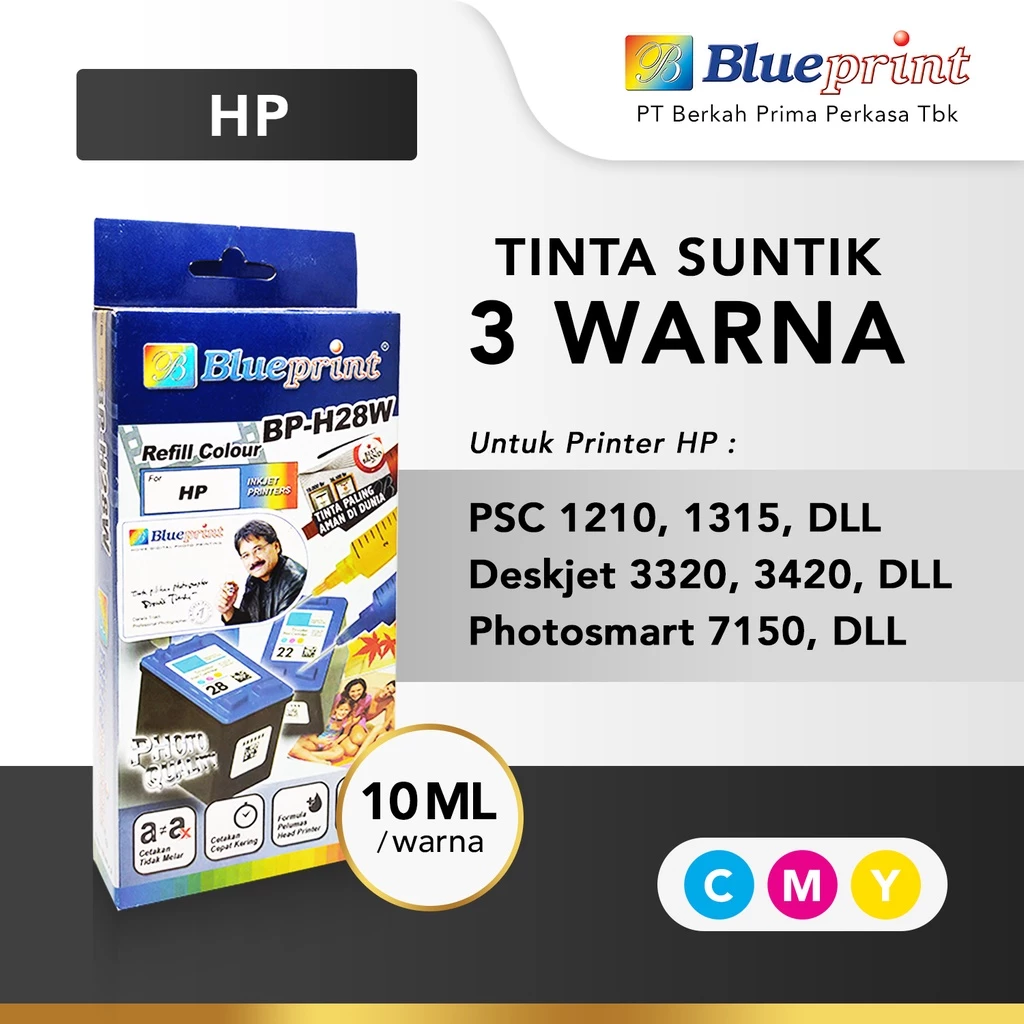 Tinta Suntik Refill BLUEPRINT BP-HP28W untuk Printer HP Colour - Warna