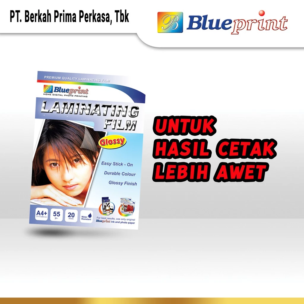 Kertas Film Laminating A4 BLUEPRINT Laminating Glossy Cold - 20 Lembar - Gambar 3