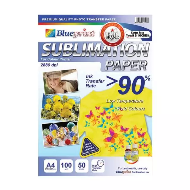 Kertas Sublim Sablon , Sublimation Paper BLUEPRINT A4 - Isi 50 Lembar - Gambar 4