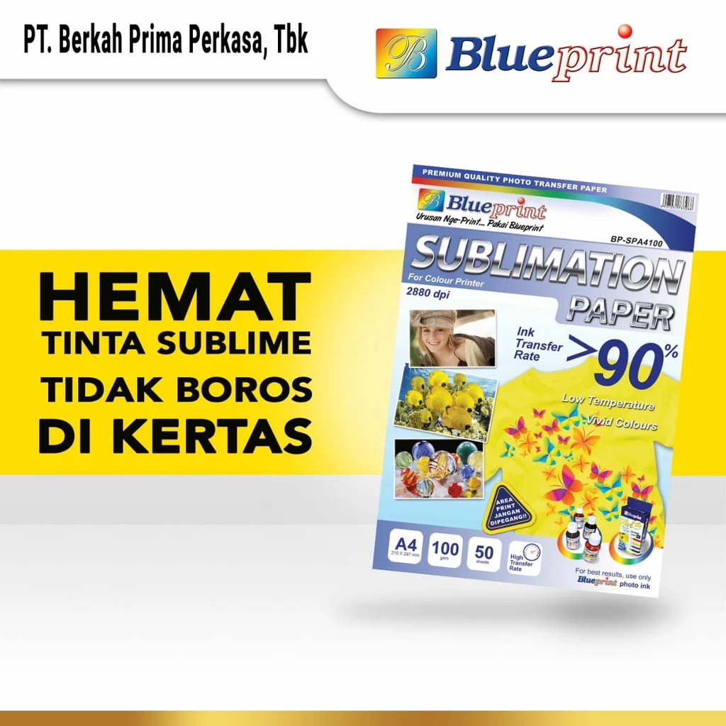 Kertas Sublim Sablon , Sublimation Paper BLUEPRINT A4 - Isi 50 Lembar - Gambar 2