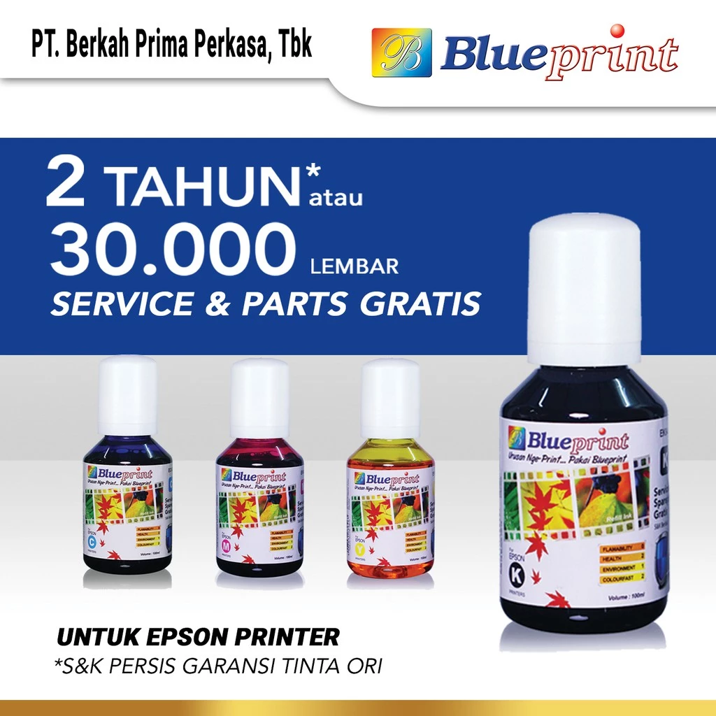 Tinta Original BLUEPRINT 003 Refill For Printer Epson L1110 L3110 L3150 Isi 1 Set 4 Warna 100 ml - Gambar 2