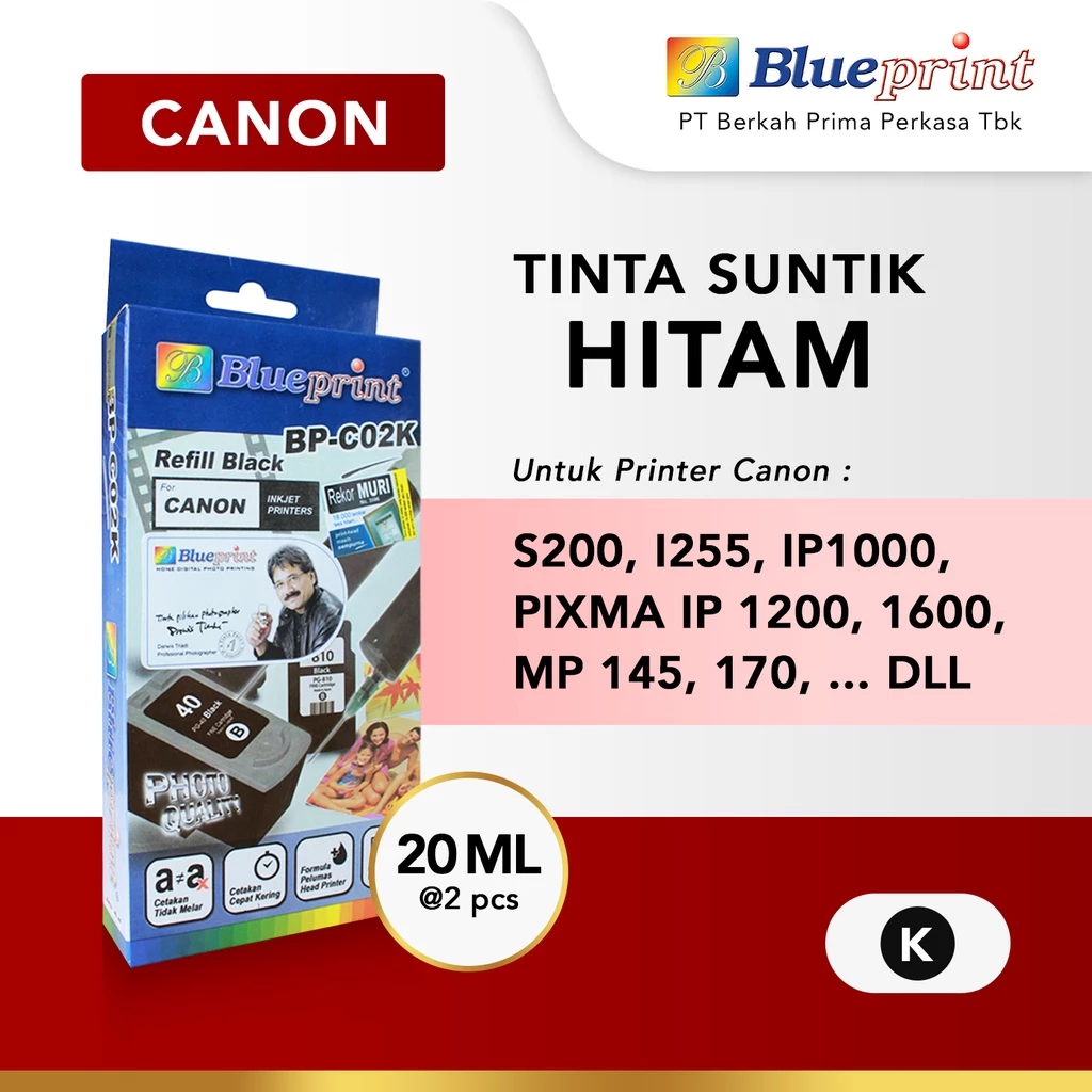 Tinta Suntik Refill BLUEPRINT BP-C02K untuk Printer Canon - Black