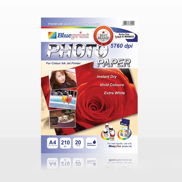 Kertas Foto A4 BLUEPRINT Glossy Photo Paper 210 Micron A4 - 20 Lembar - Gambar 3