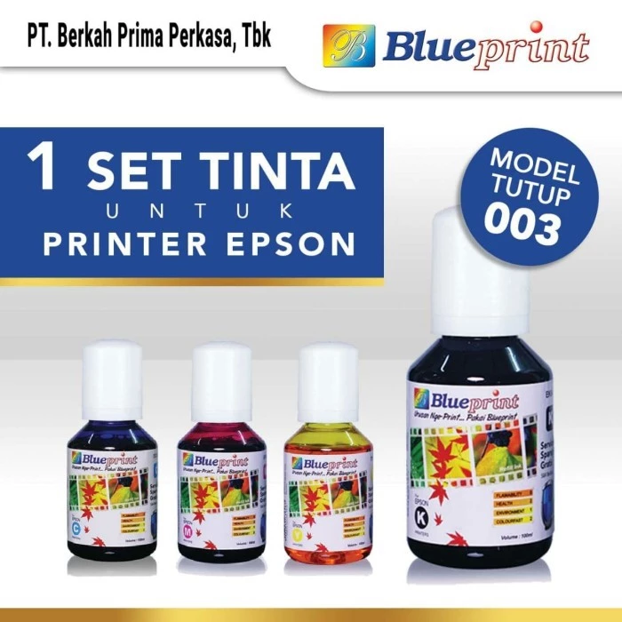 Tinta Original BLUEPRINT 003 Refill For Printer Epson L1110 L3110 L3150 Isi 1 Set 4 Warna 100 ml