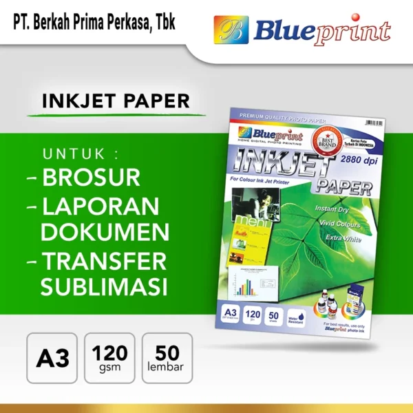 Kertas Inkjet , Inkjet Photo Paper BLUEPRINT A3 120 gsm - Blueprint
