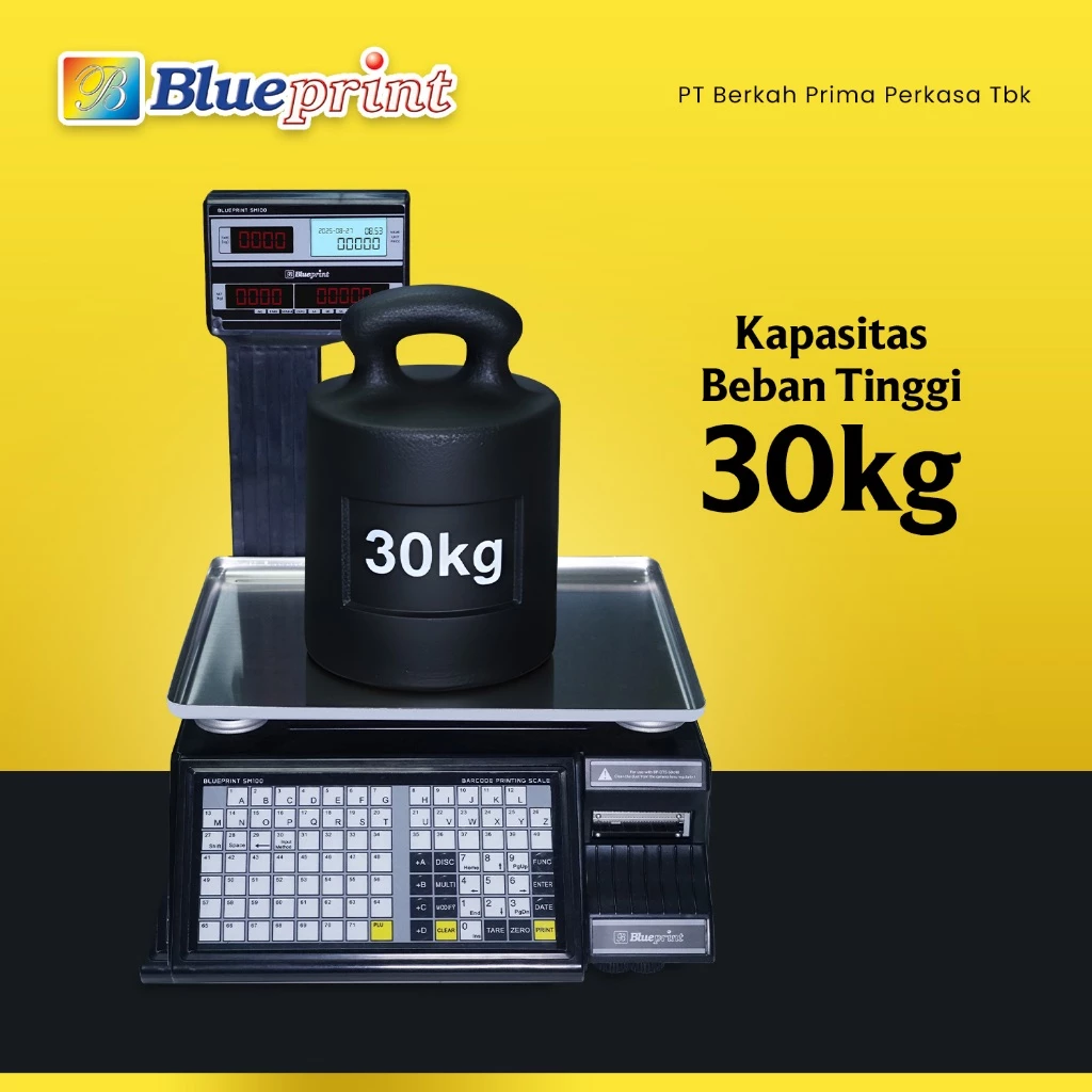 Timbangan Digital Buah Sayur Print Label Harga BLUEPRINT BP-SM100 | Kapasitas 30kg - Gambar 2