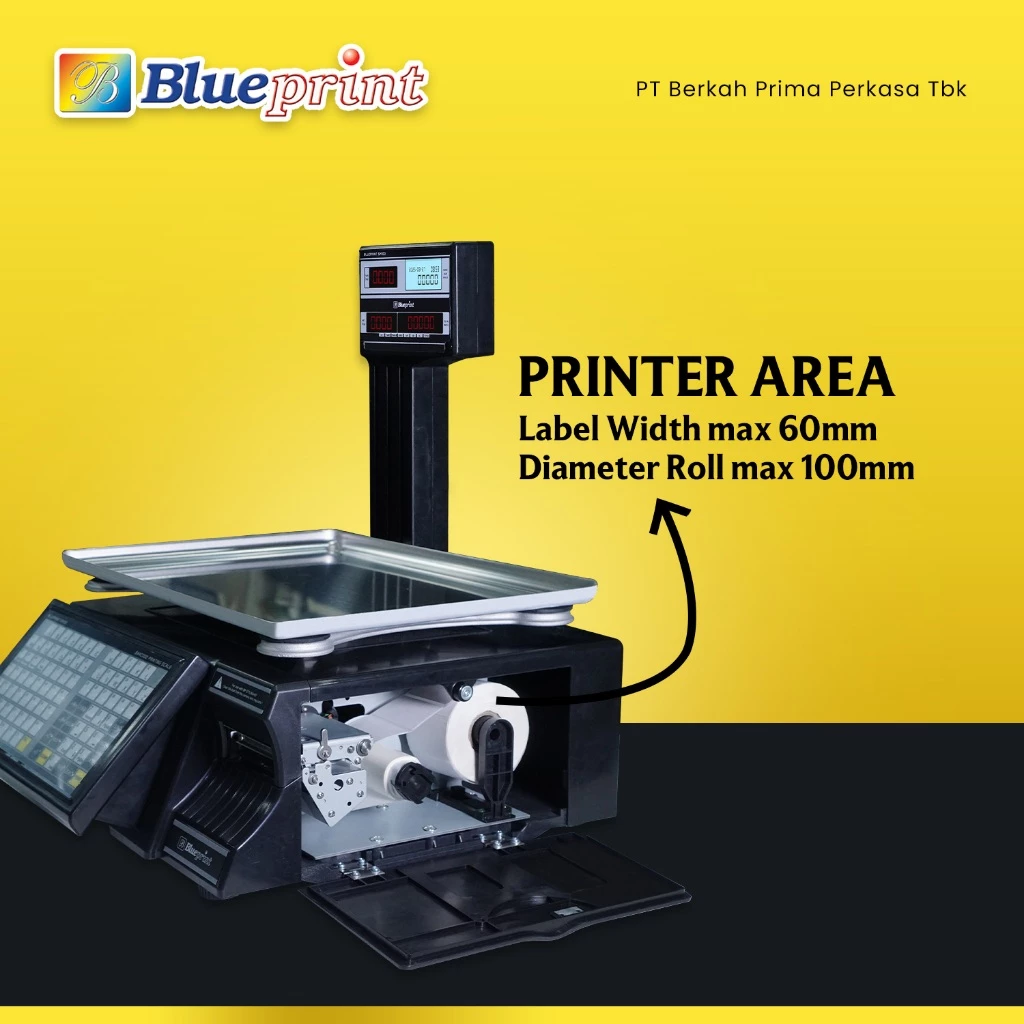 Timbangan Digital Buah Sayur Print Label Harga BLUEPRINT BP-SM100 | Kapasitas 30kg - Gambar 3