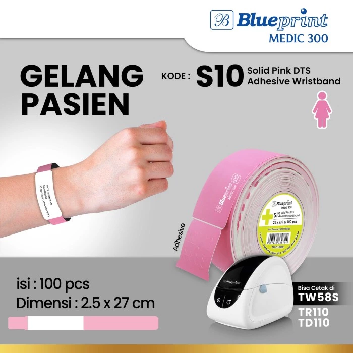Gelang Pasien Rumah Sakit BLUEPRINT 25x270 mm Medic 300 Varian