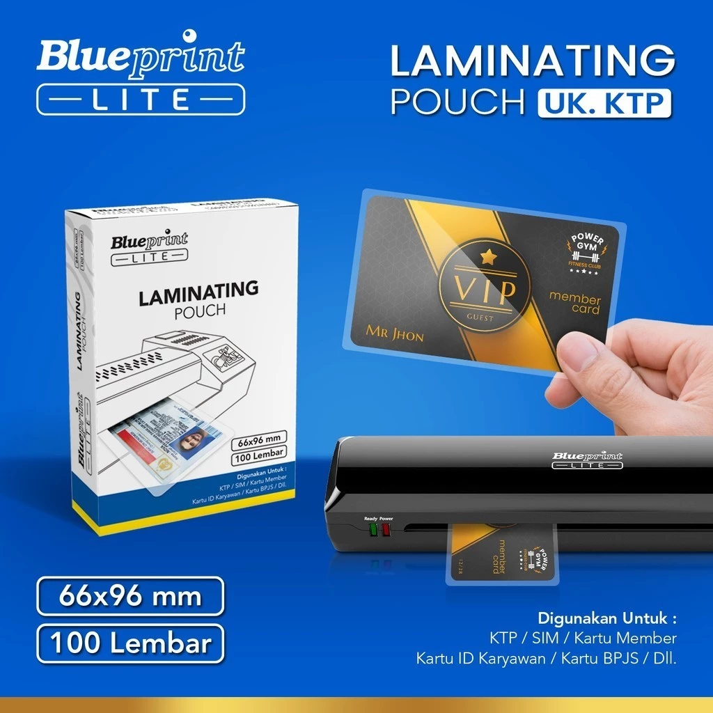 Plastik Laminating Film BLUEPRINT Lite ID KTP - isi 100