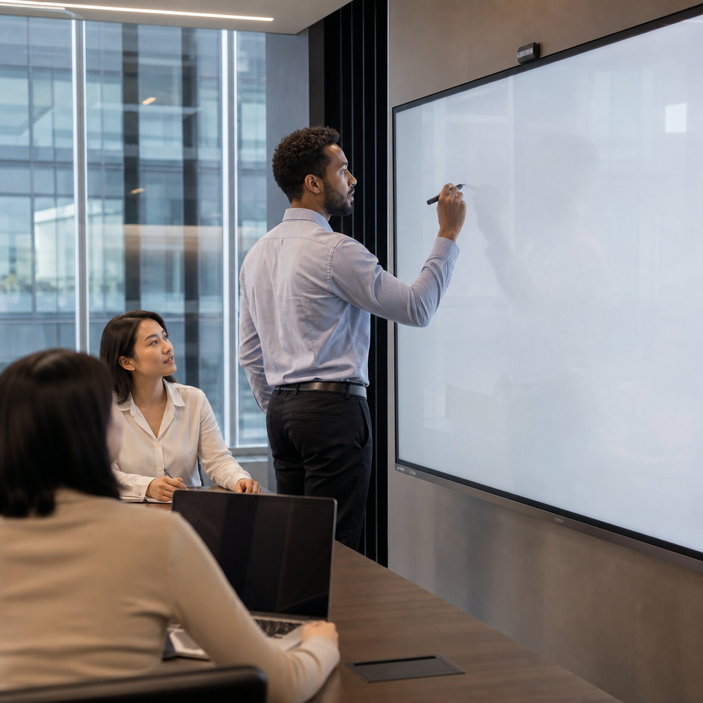 Interactive flat panel untuk presentasi dan kolaborasi
