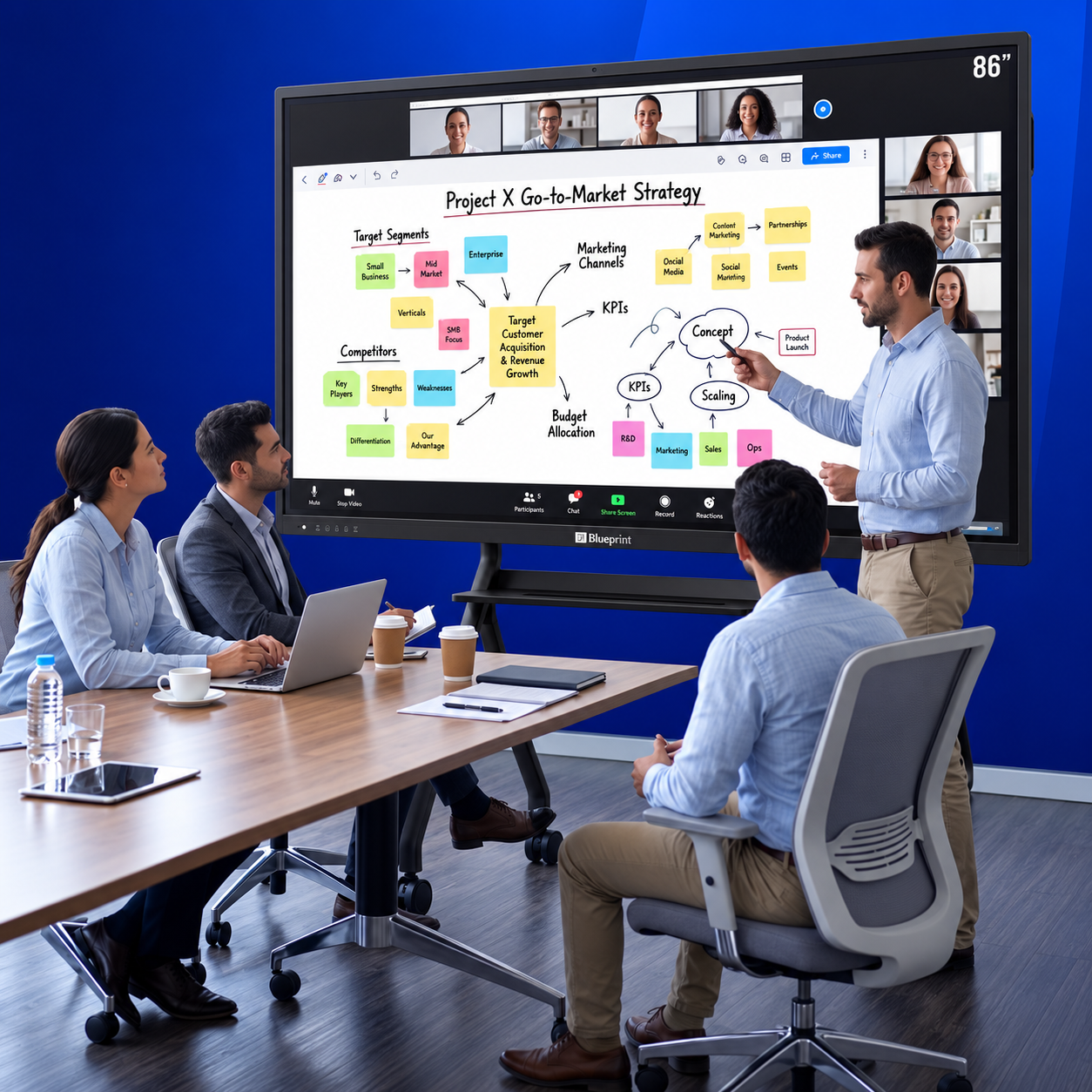 Blueprint Smart IFP 86 inch untuk meeting, training, presentasi, dan kolaborasi interaktif