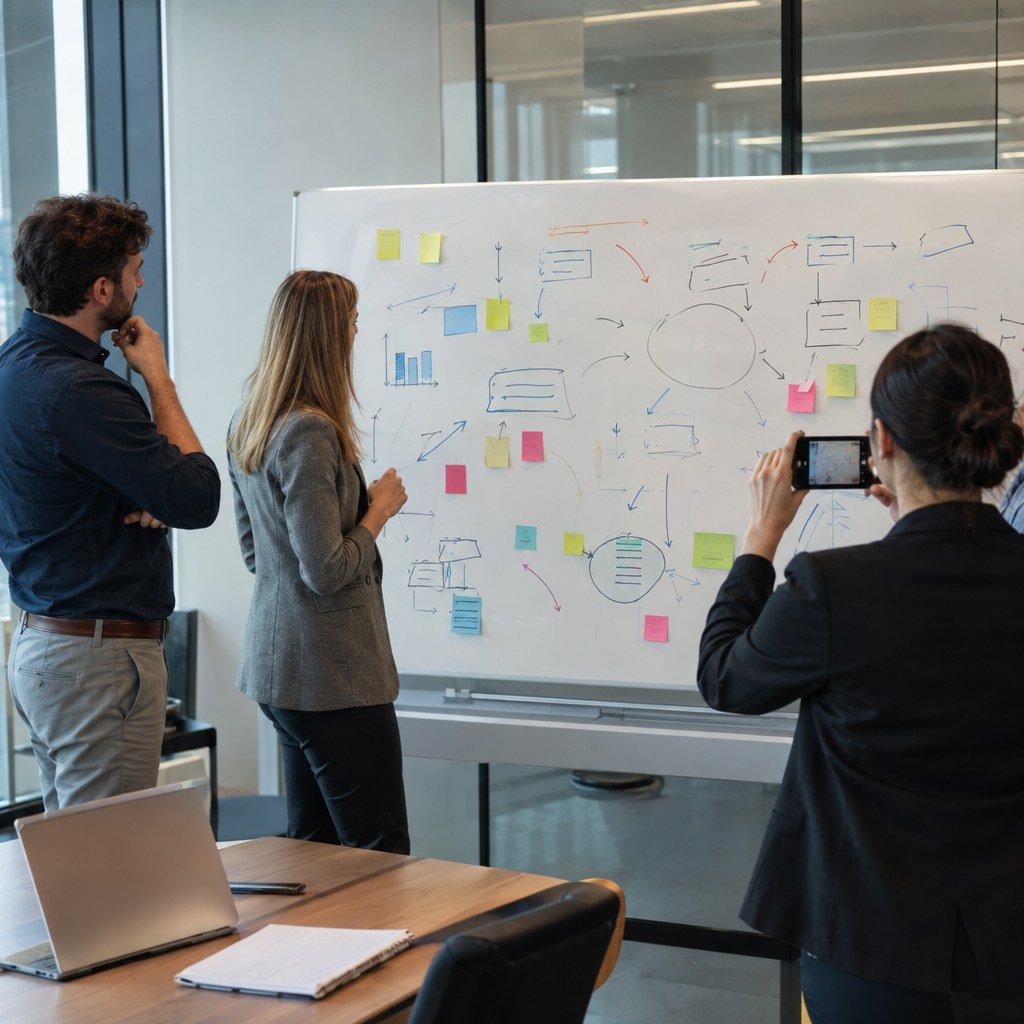 Catatan di whiteboard sulit tersimpan dan dibagikan setelah meeting
